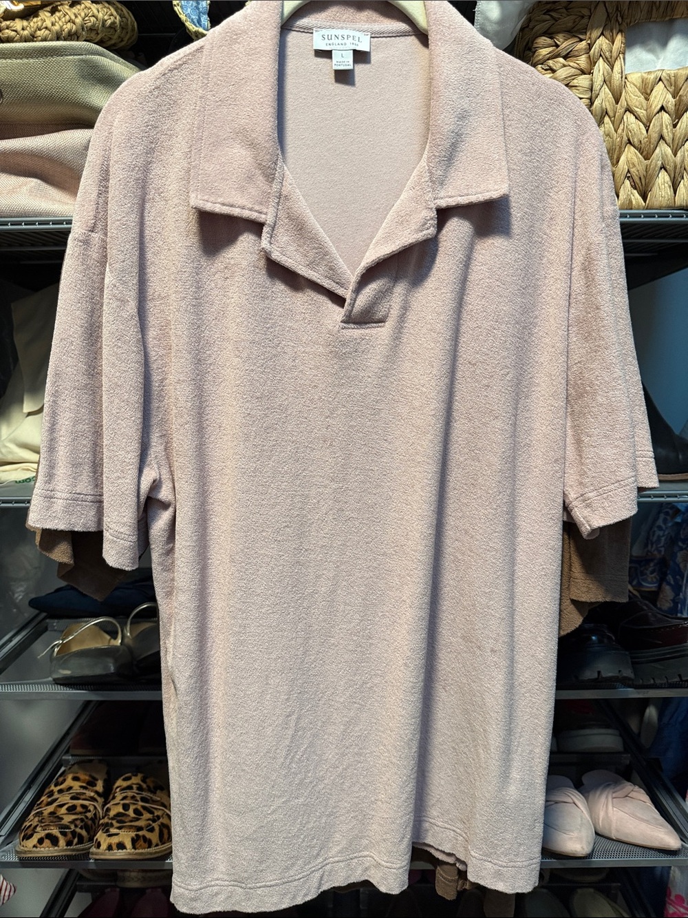 Sunspel Blush Pink Terry Polo Shirt